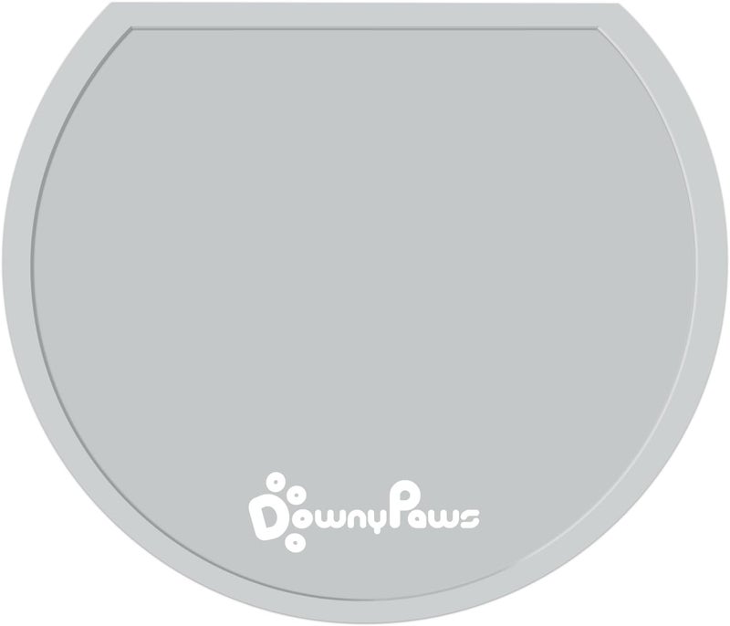 DownyPaws Silicone Cat Feeding Mat, Waterproof Pet Food Mat with Raised Edges, Cat Water Fountain Placemats, 14.6"×12.6", Light Gray - Image 1